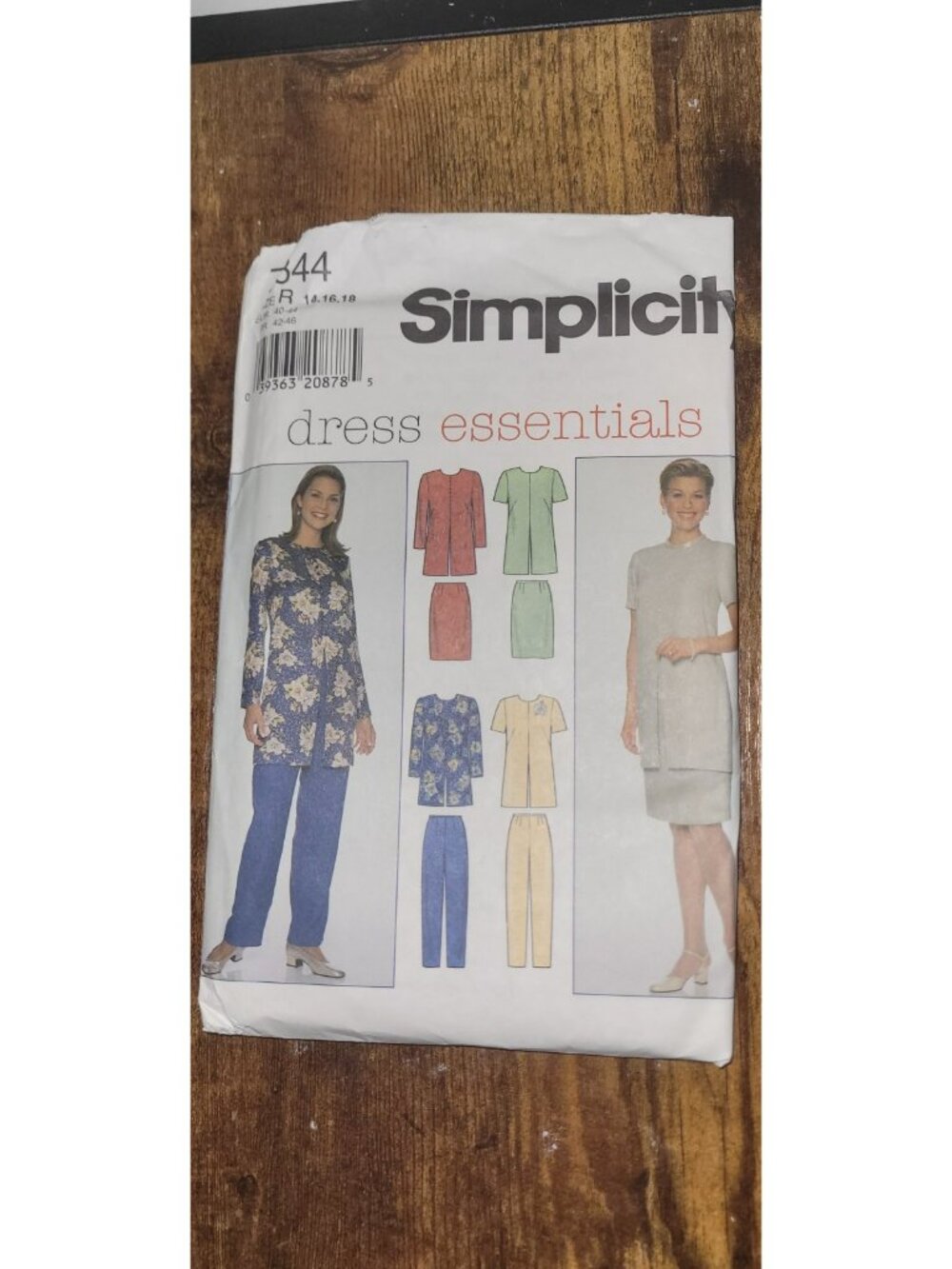 NEW Uncut Simplicity Dress Essentials  Sewing Pattern 7844 Size R 14 16 18 1997